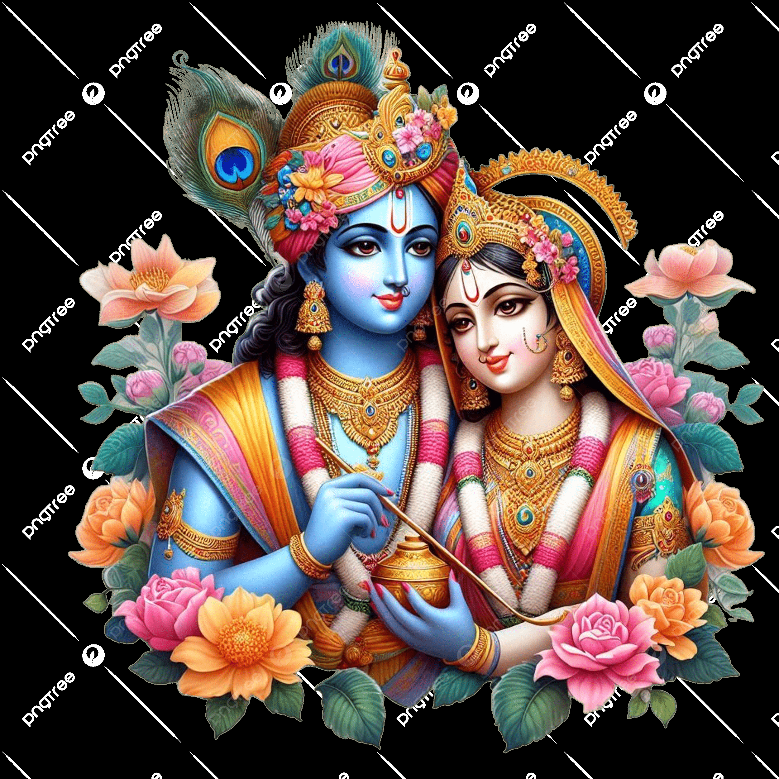 Free AI-Generated Lord Radhakrishna 3D Janmashtami Decorations