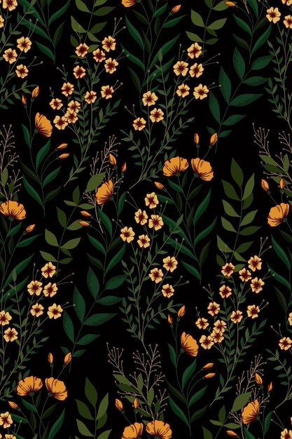 Whimsical Wildflower Pattern in Dark Florals