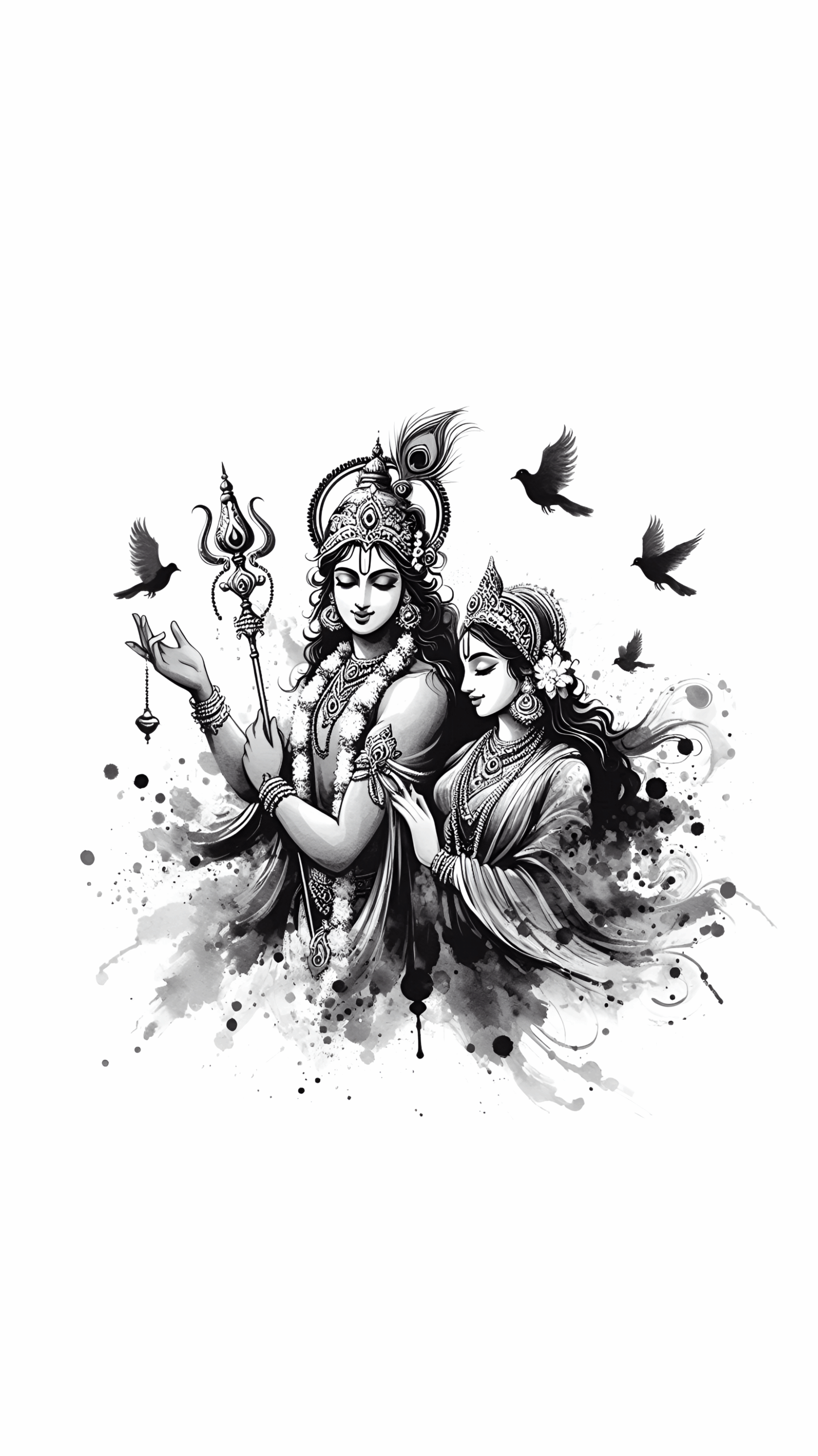 ‘Blessed Love: Radha Krishna Phone Wallpaper’ ‘Blessed Love: Radha Krishna Phone Wallpaper’